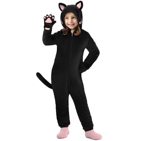 PRICES MAY VARY. 【All-in-one Cat Costume for Kids】- This black cat costume for girls features a zip-up hooded kids onesie costume designed, with a soft tail in the back, and a pair of cat's claw gloves, and the hat is decorated with very adorable cat ears and whiskers. This ultra-realistic and cute cat noir costume will definitely make your little one ecstatic! It is a good choice for kids for Halloween/ Christmas/ Carnival festival costumes, animal theme parties, and animal costumes for kids. 【 Black Cat Costume For Kids, Cat Costume For Kids, Cat Noir Costume, Animal Costumes For Kids, Cat Girl Costume, Cat Costume Kids, Cute Cat Costumes, Black Cat Costume, Toddler Dress Up