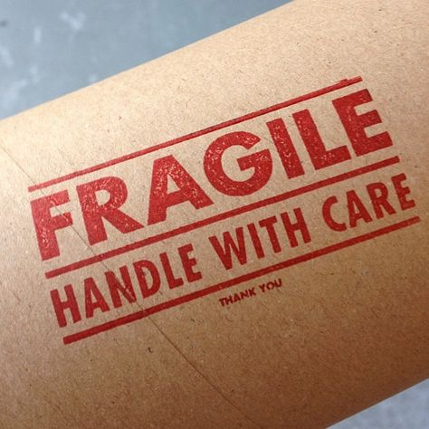 Fragile | Handle with Care #packaging #stamp #label #poster #tube Fragile Packaging Ideas, Fragile Handle With Care Tattoo, Fragile Tattoo Ideas, Handle With Care Tattoo, Fragile Tattoo, Raw Papers, Fragile Handle With Care, Fragile Label, Hip Thigh Tattoos