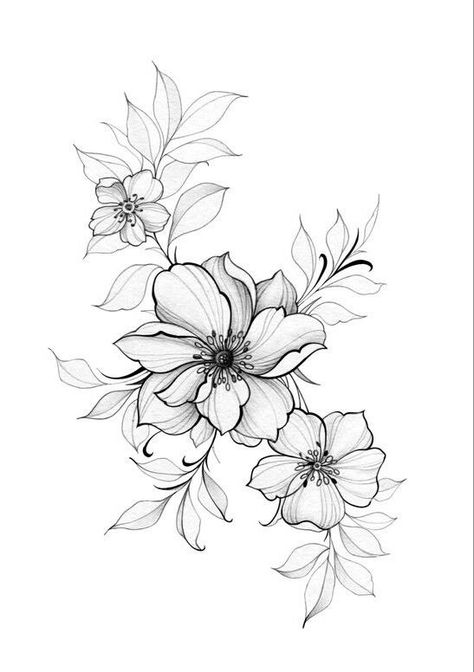 Tattoo Designs Floral, Tattoo Designs Sleeve, Fiori Art Deco, Animal Tattoo Designs, Sleeve Tattoo Designs, Flower Tattoo Drawings, Beautiful Flower Tattoos, Floral Tattoo Sleeve, Floral Tattoo Design