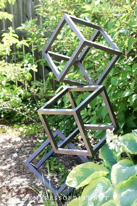 12 Creative Ideas to Steal for Your Garden | Empress of Dirt Yard Art From Junk Diy Metal Sculptures, Industrial Garden Art, Welding Projects Garden, Welding Projects Ideas Easy Garden, Scrap Iron Art Ideas, Diy Large Garden Sculpture Ideas, Diy Yard Sculpture Ideas, Diy Outdoor Sculpture Ideas, Outdoor Welding Projects