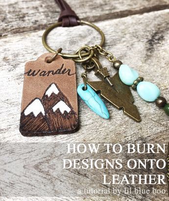 How To Burn Leather Diy, Burned Leather Earrings, Leather Burning Diy, Burning Leather Diy, Small Leather Projects, Leather Pyrography, Leather Techniques, Leather Burning, Barn Christmas