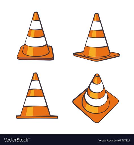 Traffic Cone Painting Ideas Aesthetic, Traffic Cone Drawing, Traffic Cone Art, Cone Drawing, Cone Illustration, Personal Drawings, Color Cartoon, Car Cake, Edible Images