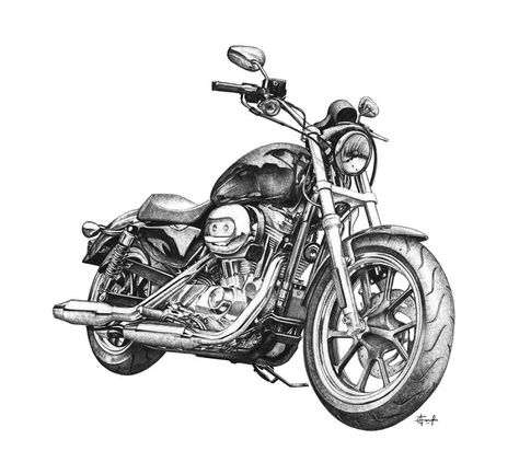 Harley Davidson Kunst, Motorbike Drawing, Harley Davidson Photos, Мотоциклы Harley Davidson, Harley Davidson Tattoos, Motos Harley, Motorcycle Drawing, Bike Drawing, Harley Davidson Art