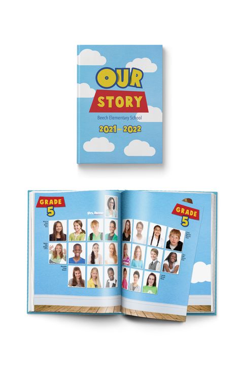 A play on one of your favorite Disney movies, Our Story is a whimsical yearbook theme for any elementary or pre-school. Year Books Ideas, Cool Yearbook Cover Ideas, Up Yearbook Theme, Yearbook Themes Elementary, Yearbook Kindergarten Ideas, Kindergarten Yearbook Ideas, Disney Themed Yearbook, School Yearbook Design Layout, Yearbook Elementary School