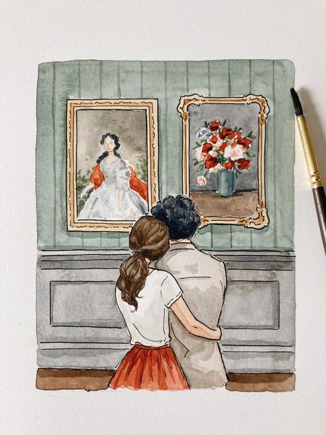 Art Love Couple, Winsor And Newton Watercolor, Couple Sketch, Couple Painting, Diy Watercolor Painting, Couple Illustration, Illustration Wall Art, Gifts For Art Lovers, Watercolor Drawing