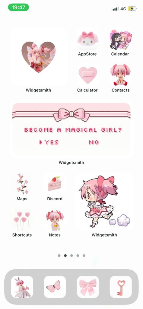 Madoka Magica Pink Aesthetic, Madoka Magica Ios Layout, Madoka App Icon, Madoka Phone Wallpaper, Madoka Magica Phone Wallpaper, Madoka Phone Theme, Madoka Homescreen, Madoka Magica Phone Theme, Madoka Magica Homescreen