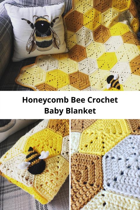 Honeycomb Bee Crochet Baby Blanket Honeycomb Bee Crochet Blanket, Crochet Hexagon Bee Blanket, Crochet Honeycomb Blanket Free, Honey Comb Crochet Baby Blanket Pattern, Crochet Honeycomb Pattern, Honey Comb Blanket Crochet, Crochet Bee Baby Blanket, Yarn Bee Fleece Lite Crochet Patterns, Honey Bee Crochet Patterns