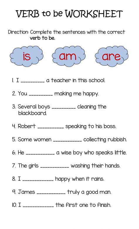 Verb To Be Worksheets, To Be Worksheet, Linking Verbs Worksheet, Verbs For Kids, Kindergarten Writing Paper, Ingles Kids, English Poems For Kids, English Poems, Problem Solving Worksheet