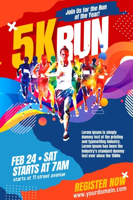 Red Joyful 5k Run Poster Flyer Template Poste | PosterMyWall Fun Run Poster Design, Fun Run Poster, Kids Triathlon, Marathon Poster, Marathon Posters, 5k Run, Kindle Book Cover, Running 5k, Etsy Banner