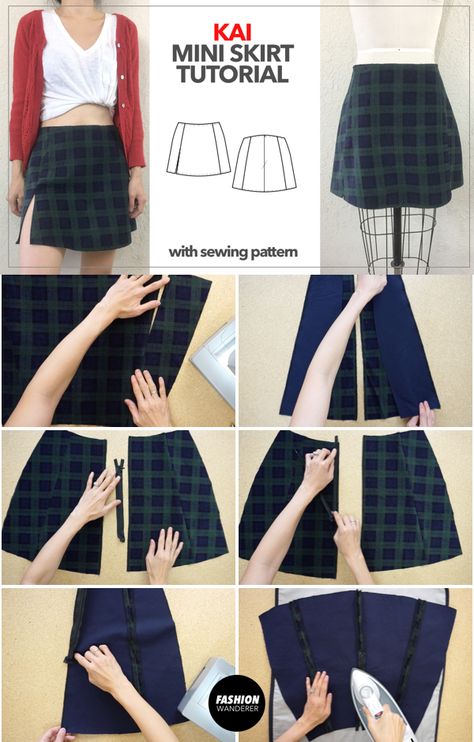 Mini Skirt Tutorial, Mini Skirt Pattern, Projek Menjahit, Skirt Tutorial, Sew Ins, Diy Clothes Design, Couture Sewing Techniques, Pola Sulam, Skirt Patterns Sewing