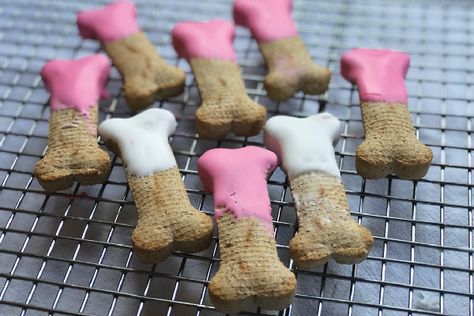 Show your pup some extra love this Valentine’s Day when you create these simple dipped V-Day treats. Dipped Dog Treats, Fancy Dog Treats, Fancy Dog Treats Homemade, Valentines For Dogs, Valentines Dog Treats Recipe, Valentine Dog Treats Homemade, Valentines Day Dog Treats, Dog Valentines Treats, Dog Daycare Valentines Day