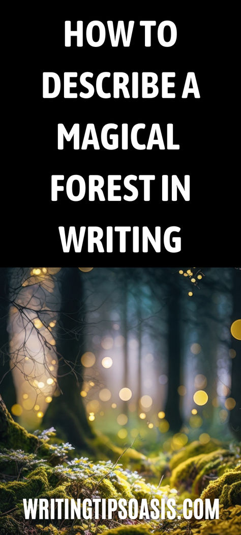 how to describe a magical forest in writing Forest Descriptive Writing, How To Describe Magic In Writing, Words To Describe Nature, Short Story Writing Tips, 2023 Writing, Writing Checks, Recurring Dreams, Writing Things, Best English Songs