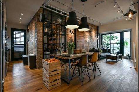 Charming Industrial Loft In New Taipei City | iDesignArch ... Industrial Apartment Decor, Loft Apartment Industrial, Loft Apartment Decorating, Industrial Apartment, Loft Stil, Interior Minimalista, Loft Interiors, Industrial Interior Design, Loft Decor