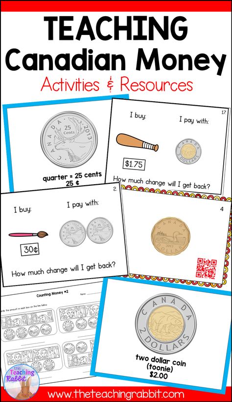 Are you teaching Canadian money in your math class? Help your students learn to identify the Canadian coins, bills, and their values with these fun money activities, units, and worksheets! Financial Literacy Kindergarten, Canadian Money Worksheets, Money Anchor Chart, Homeschool Units, Financial Literacy Activities, Money Counting, Australian Money, Adding Money, Learning Money