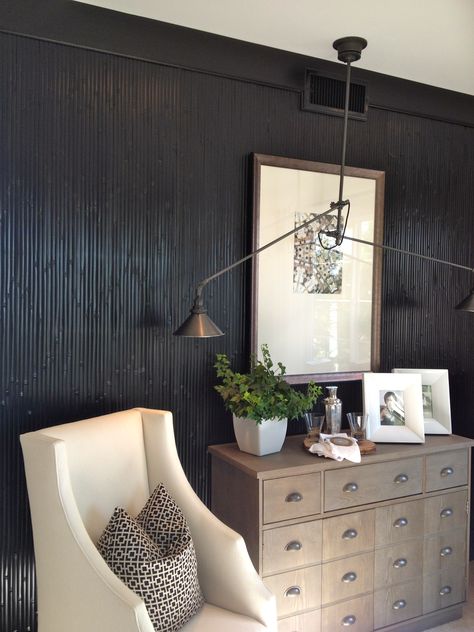 dark bamboo accent wall Bamboo Accent Wall, Masters Bedroom, Accent Wall Panels, Massage Room Decor, Mobile Light, Dark Accent Walls, Asian Inspired Decor, Lake House Interior, Black Accent Walls