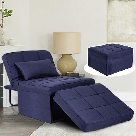 PRICES MAY VARY. [4 in 1 Convertible Chair Bed]: The Widened folding sofa bed can be easily converted into a leisure ottoman, sofa/chair, guest bed, sleeper lounger to meet your various needs and enjoy a comfortable leisure time. Ideal for your living room, apartment, dorm, studio and any small spaces. [5-Levels Adjustable Backrest]: The sofa bed chair backrest has 5 levels of adjustment. 90°-180° wide range of free adjustment, With a pillow, no matter reading,working, playing, sleeping, you can Chair Beds, Futon Chair Bed, Sleeper Chair Bed, Ottoman Sofa Bed, Sleeper Ottoman, Beds For Small Spaces, Fold Out Beds, Folding Ottoman, Sofa Bed Sleeper