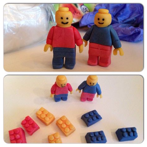 LEGO figures made off fondant Lego Fondant Figures, Lego Activities, Lego People, Lego Cake, Lego Man, Lego Figures, Lego Party, Fondant Figures, Cool Birthday Cakes