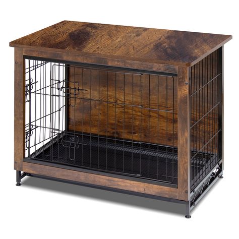 Dog Crate End Table, Furniture Style Dog Crate, Crate End Tables, Wooden Dog Kennels, Wooden Dog Crate, Dog Kennel Furniture, Crate Table, Large Dog Crate, Dog Cage