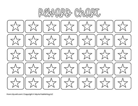 Star reward chart printable from Lilyvolt com (6) Stars Rewards Printable, Star Rewards Free Printable, Sticker Charts For Kids Reward System, Stay In Bed Chart Free Printable, Free Printable Sticker Chart, Printable Reward Chart Free, Reward Chart Kids Classroom, Star Chart For Classroom, Star Charts For Kids Reward System