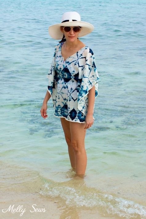 Diy Easy Dress, Diy Beach Cover Up, Swimsuit Coverup Pattern, Beach Coverup Pattern, Kimono Swim Cover Up, Melly Sews, Simple Dress Pattern, Diy Beach, Easy Dress