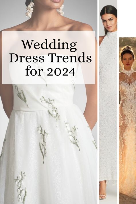 Be on the lookout for these wedding dress trends for 2024 brides! Popular Wedding Dresses 2024, Trendy Wedding Dress 2024, Trending Wedding Dresses 2024, Bride Dresses 2024 Trends, Bride 2024 Trends, 2024 Wedding Trends Dress, Bridal Trends 2024, Bride Dress 2024, 2025 Wedding Dress Trends