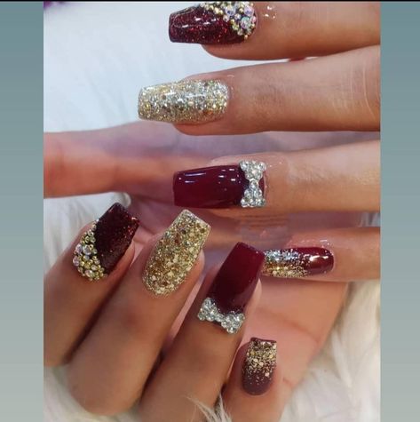 Bride Nail Extension Designs, Wedding Nails Red And Gold, Wedding Red Nails For Bride, Bridal Red Nails Wedding, Bride Red Nails, Red Bridal Nails Wedding, Bridal Manicure Wedding Nails Ideas, Nail Extensions For Bride, Nail Art For Engagement Brides