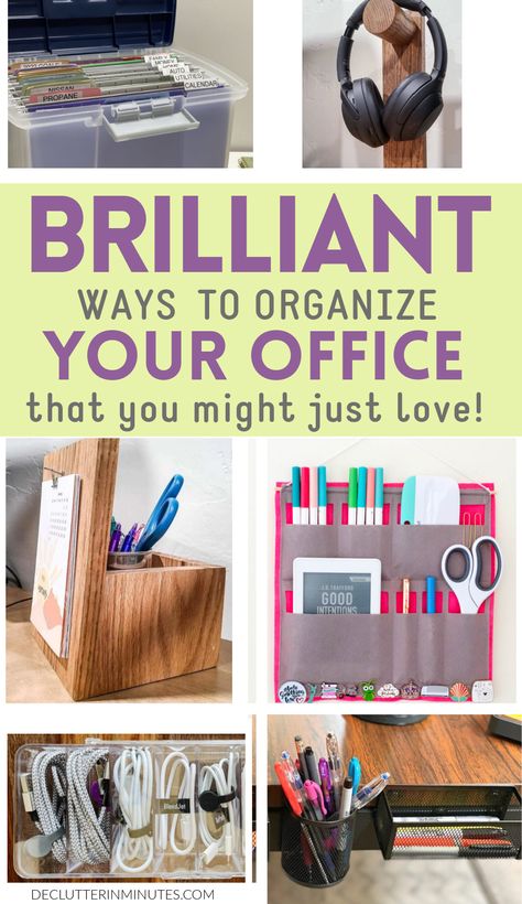 Office Organization Hacks, Small Office Organization, Home Office Organization Ideas, Organization At Work, Office Organization Ideas, Office Hacks, Office Organizing, Work Cubicle, Office Organization At Work