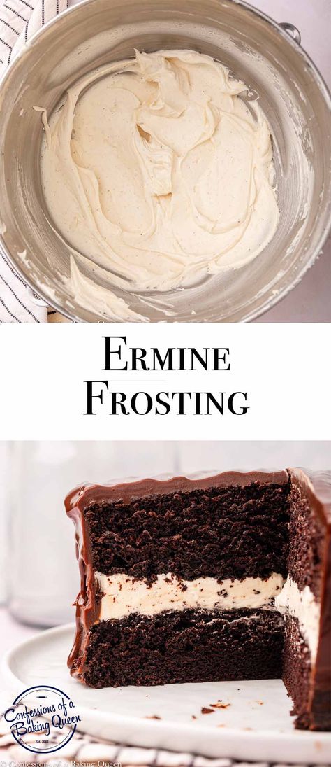 This light and fluffy ermine frosting recipe is a perfect topping for cakes and cupcakes. Learn how to make this old-fashioned frosting with a silky smooth texture and delicious vanilla flavor. Old Fashioned Ermine Frosting, Ermine Icing Recipe, Vanilla Frosting Not Too Sweet, Shortening Frosting Recipes, Vegan Ermine Frosting, Lemon Ermine Frosting, Old Fashioned Frosting Recipe, Old Fashioned Frosting, Cooked Frosting Old Fashioned