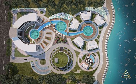 Beach Resort Architecture Plan, Beach Resort Landscape Design, Resort Design Plan Layout, Resort Design Concept, Resort Landscaping, Resort Site Plan, Eco Resort Architecture, Resort Landscape Design, Resorts Design