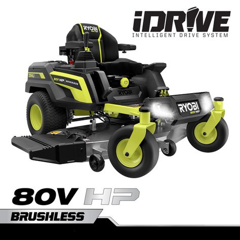 Electric Riding Lawn Mower, Ryobi Tools, Lawn Care Business, Super Charger, Landscaping Tools, Riding Mowers, Steel Deck, Deck Size, Zero Turn Mowers