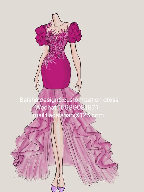 Prom Dresses Drawing, Flower Dress Design, Wedding Cheongsam, Evening Dress Wedding, Clo 3d, Suits Outfits, Dinner Party Outfits, Fashion Illustration Tutorial, Fashion Design Sketch