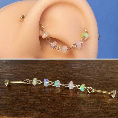 Celestial Ear Stack, Helix And Forward Helix Piercing, Dainty Piercings Ears, Gold Facial Piercings, Dainty Industrial Piercing, Junipurr Jewellery, Curated Ear Piercing, Full Ear Piercings, Industrial Earring