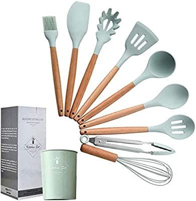 Green Kitchen Utensils, Silicone Cooking Utensils, Silicone Kitchen Utensils, Essential Kitchen Tools, Silicon Utensils, Utensils Set, Kitchen Cooking Utensils, Cooking Utensils Set, House Accessories