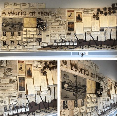 Ww1 Project Ideas, Ww1 Display, History Fair Projects, History Bulletin Boards, Display Boards For School, Class Bulletin Boards, World History Classroom, Working Wall, Bulletin Board Design