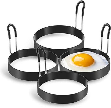 Amazon.com: Eggs Rings, 4 Pack Stainless Steel Egg Cooking Rings, Pancake Mold for frying Eggs and Omelet: Kitchen & Dining Egg Ring Mold, Egg Ring, How To Cook Pancakes, Egg Mcmuffin, Egg Cookers, Pancake Molds, Egg Rings, Egg Poacher, Egg Molds