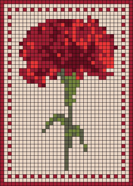 Alpha pattern #170806 Crochet Flower Pixel Pattern, Carnation Cross Stitch Pattern, Vintage Alpha Pattern, Pixel Grid Art Alpha Patterns, Carnation Cross Stitch, Flower Alpha Pattern, Flower Grid Pattern, Flower Carnation, Crochet Grid