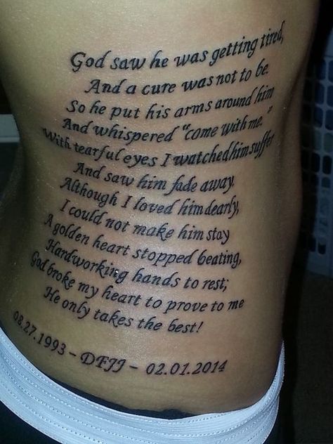 In Memory Of Cousin Tattoo, Grandma And Grandpa Memorial Tattoo, Big Brother Tattoo Memorial, Passed Grandpa Tattoo, Big Memorial Tattoos, Memorial Tattoo For Grandpa, Tribute Tattoos In Memory Of Brother, Dear Mama Tattoo, Tattoo Ideas For Grandpa In Memory Of