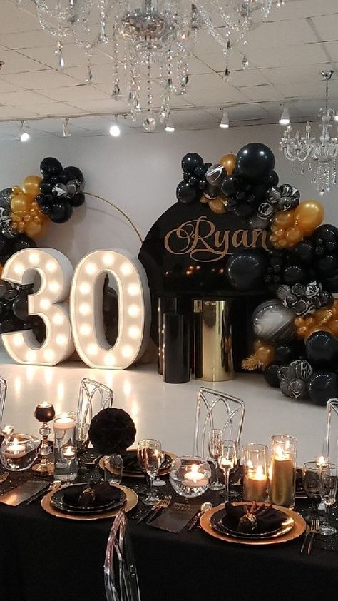 jpdevents on Instagram: A party fit for a king ‼️ Not too much, but just right for a guy's 30th Birthday Dinner! #Iteach . . . . Circa February 2021 #JPDEVENTS… Man 30th Birthday Ideas, 30th Birthday Table Decor, 30th Birthday Dinner, 30th Birthday Party Ideas, Dirty 30 Birthday Party, Boyfriends Birthday Ideas, 30th Birthday Men, 30th Birthday Themes, Birthday Decorations For Men