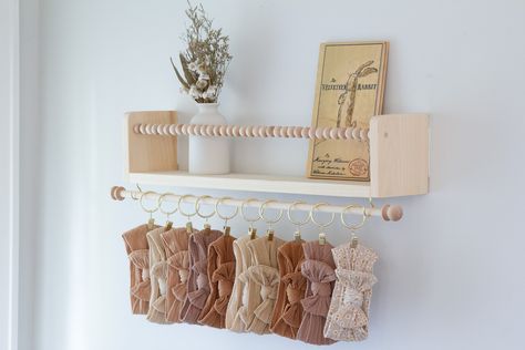 Shelf With Rod, Headband And Bow Holder, Cowgirl Nursery, Baby Room Themes, Nursery Shelves, Nursery Room Design, Nursery Room Inspiration, Headband Holder