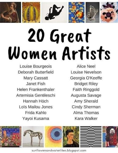 Women Art History, Famous Illustrators Artists, Great Women Artists, Women Artists For Kids, Women Artists In History, Famous Women Artists, Famous Female Artists, Female Artists Painting, Famous Abstract Artists