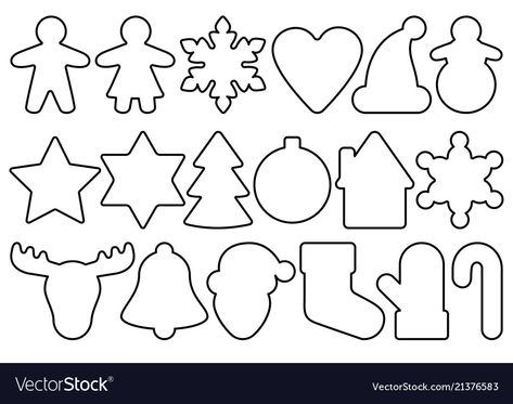 Christmas Cookies Shapes, Christmas Cookie Shapes, Christmas Outlines Templates, Gingerbread Outline, Christmas Shapes Templates, Gingerbread Shapes, Christmas Outline, Cookie Template, Ginger Cookies Christmas