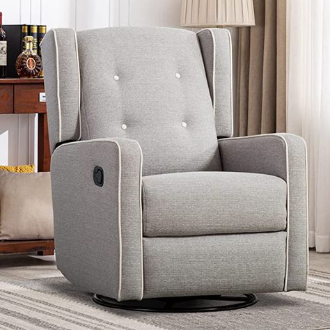 CANMOV Swivel Rocker Recliner Chair, Rocking Chair Nursery Glider Recliner, Manual Glider Chair for Nursery (Gray) Nursery Gray, Chair For Nursery, Chair Nursery, Rocker Recliner Chair, Manual Recliner Chair, Swivel Rocking Chair, Swivel Rocker Recliner Chair, Nursery Glider, Rocking Chair Nursery