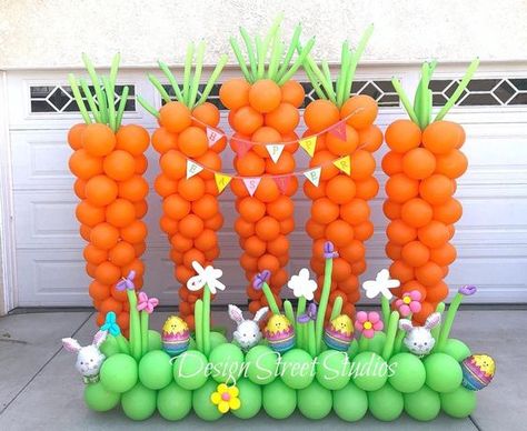 Easter Balloon Decor, Easter Balloons, Easter Theme Party, Deco Ballon, 50 Balloons, Bunny Carrot, Balloon Garland Diy, Easter Event, Decoration Easter