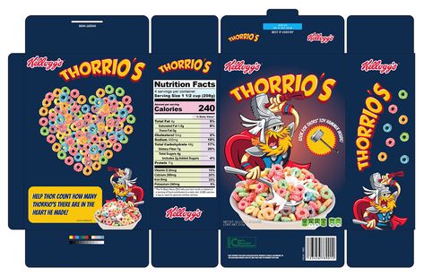 Thorrio's Cereal Box Design on Behance Fake Cereal Boxes, Custom Cereal Box Design, Cereal Box Template Free Printable, Cereal Box Packaging Design, Diy Cereal Box Ideas, Cute Cereal Box Design, Cereal Template, Cereal Box Design Ideas, Cereal Box Drawing