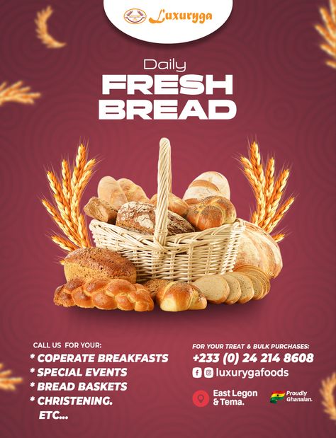 Bread Banner Design, Bread Flyer Design, Bakery Banner Design, Bakery Flyer Design, Bakery Poster Design, Bakery Ads, Bakery Flyer, Sparkly Wedding Cakes, Bread Factory