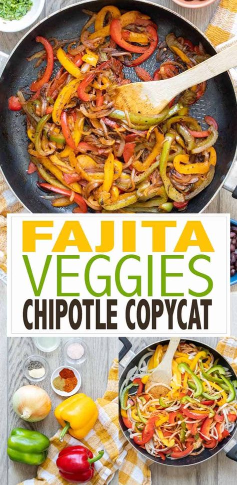 Fajita Veggies Chipotle, Fajita Recipe Vegan, Crockpot Fajita Vegetables, Fajitas Recipe Vegetarian, Veggie Fajitas Skillet, Veggies For Tacos, Fajita Veggies Seasoning, Veg Fajitas Vegetarian Recipes, Mexican Style Veggies