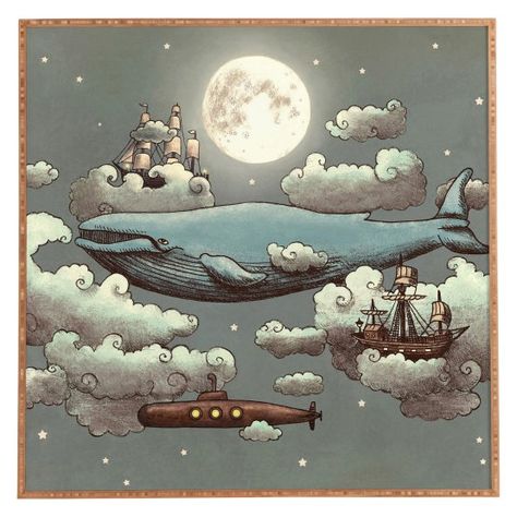 Ocean Meets Sky, Kids Room Murals, Trendy Wallpaper, Whimsical Illustration, Sky Art, By Terry, Aluminum Prints, Children's Book Illustration, Mini Art