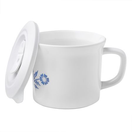 CorningWare® 60th Anniversary Cornflower 20-oz Mug w /Lid. I have 2 of these. Corningware French White, Corningware Vintage, Blue And White Dinnerware, Portable Dishwasher, Blue Cornflower, Mug With Lid, Stoneware Dinnerware, Vintage Kitchenware, 60th Anniversary