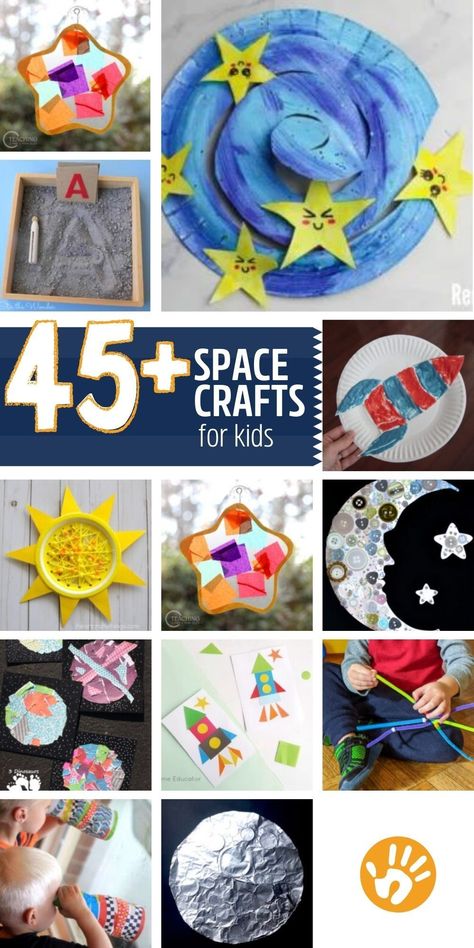 3-2-1 Blast off!! Have a blast creating these outer space themed crafts with your kids at home using simple supplies that will take you far! Space Theme Activity Preschool, Space Wreath Craft, Comet Craft Preschool, Cricut Outer Space Projects, Outer Space Vbs Crafts, Preschool Outer Space Crafts, Space Camp Ideas For Kids, Stellar Vbs Craft Ideas, Space Themed Crafts For Kids