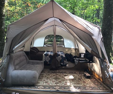 Glamping ... My way ... Easy living Zelt Camping Hacks, Tents Camping Glamping, Zelt Camping, Tenda Camping, Camping Diy, Camping Set Up, Camping Aesthetic, Camping Set, Festival Camping